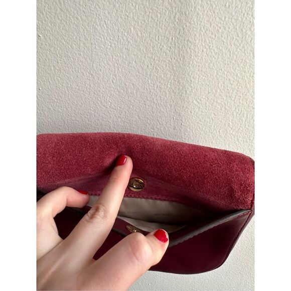 Michael Kors medium half dome deep wine red crossbody suede leather gold chain p - Picture 7 of 8